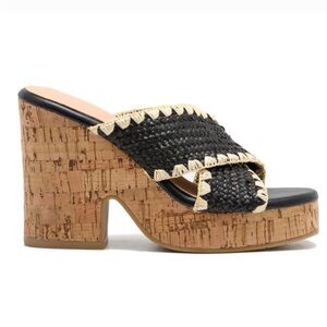 Women's Black & Cream Cork Sandals NWT - Size 8